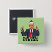 DONALD TRUMP MAAKT CHRISTMAS OPNIEUW GROTE BUTTONN VIERKANTE BUTTON 5,1 CM (Voorkant /achterkant)