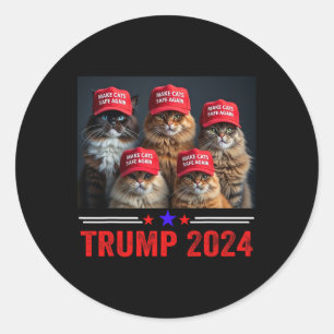 Donald Trump Maakt Katten Veilig Tegen Rode Hoed 2 Ronde Sticker