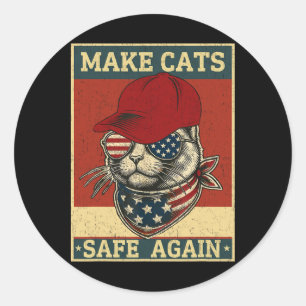 Donald Trump Maakt Katten Veilig Tegen Rode Hoed 2 Ronde Sticker