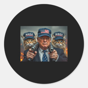 Donald Trump maakt katten weer veilig Rode Pet 202 Ronde Sticker