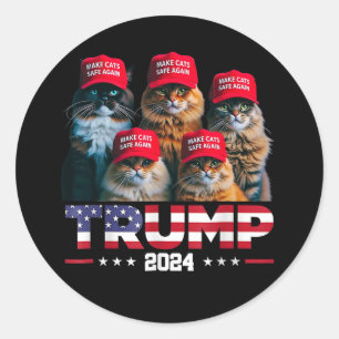 Donald Trump maakt katten weer veilig Rode Pet 202 Ronde Sticker