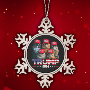 Donald Trump maakt katten weer veilig Rode Pet 202 Tin Sneeuwvlok Ornament