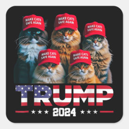 Donald Trump maakt katten weer veilig Rode Pet 202 Vierkante Sticker