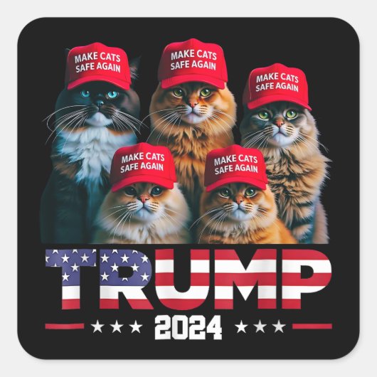 Donald Trump maakt katten weer veilig Rode Pet 202 Vierkante Sticker (Voorkant)