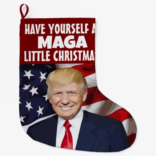 DONALD TRUMP MAGA KERSTKOUS GROTE KERSTSOK (Voorkant)