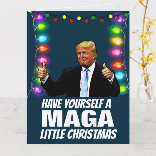 DONALD TRUMP MAGA LITTLE Christmas bIg Kaart (Gele Bloem)