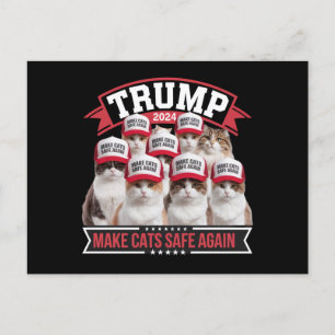 Donald Trump Make Cats Safe Again 2024 Debat  Briefkaart