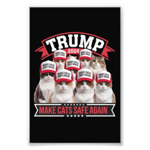 Donald Trump Make Cats Safe Again 2024 Debat  Foto Afdruk