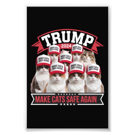 Donald Trump Make Cats Safe Again 2024 Debat Foto Afdruk (Voorkant)