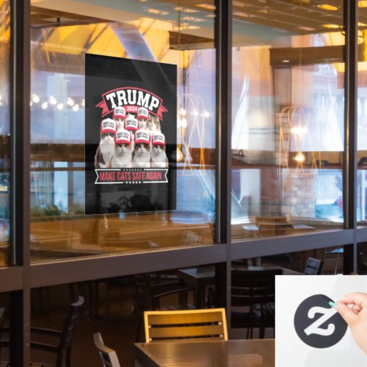 Donald Trump Make Cats Safe Again 2024 Debat Raamsticker (Restaurant Raam)