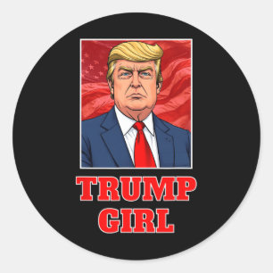 Donald Trump Meisje Grappig Groot Amerika Presiden Ronde Sticker