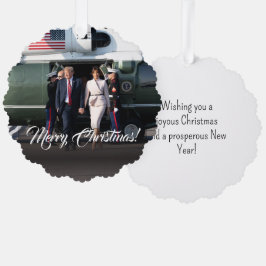 Donald Trump & Melania Militaire Kerstmis Custom Ornament Kaart