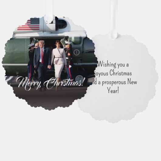 Donald Trump & Melania Militaire Kerstmis Custom Ornament Kaart (Voorkant / Achterkant)