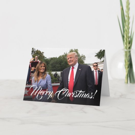 Donald Trump & Melania Patriottische Kerstgroet Feestdagen Kaart (Voorkant)