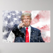Donald Trump met Amerikaanse vlag Poster (Voorkant)