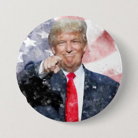 Donald Trump met Amerikaanse vlag Ronde Button 7,6 Cm (Voorkant)