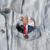 Donald Trump met Amerikaanse vlag Ronde Button 7,6 Cm (In situ)