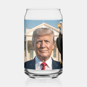Donald Trump met de Amerikaanse adelaar op zijn sc Blikvorm Glas