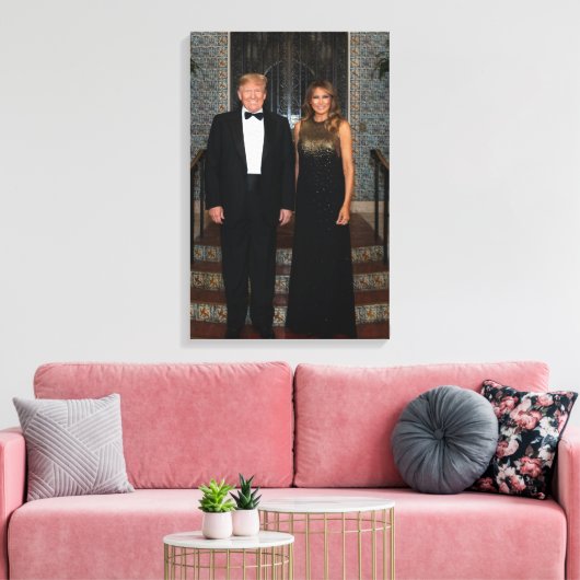 Donald Trump met First Lady Melania Canvas Afdruk (Insitu (Woonkamer))