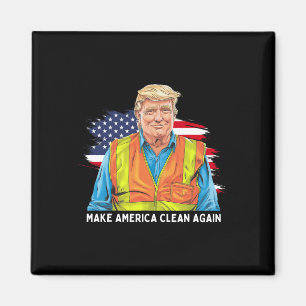 Donald Trump met garagewerker vest Maak Amerika Magneet