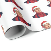 Donald Trump met kerstman Pet vrolijk kerstfeest Cadeaupapier (Rol Hoek)