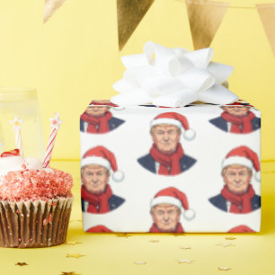 Donald Trump met kerstman Pet vrolijk kerstfeest Cadeaupapier