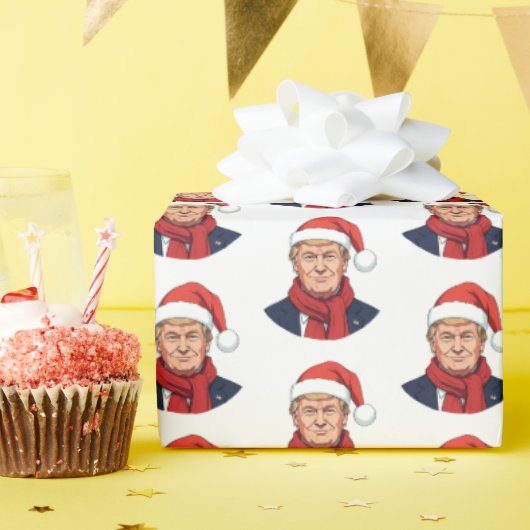 Donald Trump met kerstman Pet vrolijk kerstfeest Cadeaupapier (Verjaardagsfeest)