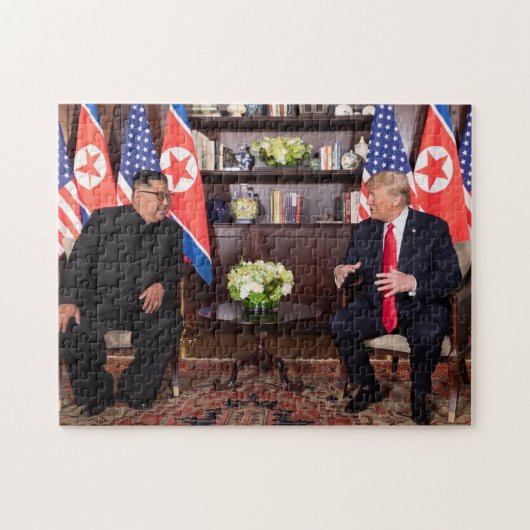 Donald Trump met Kim Jong Un in Singapore Legpuzzel (Horizontaal)