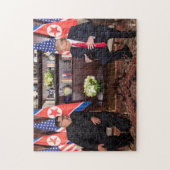 Donald Trump met Kim Jong Un in Singapore Legpuzzel (Verticaal)