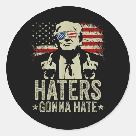Donald Trump Middelvinger Ronde Sticker (Voorkant)
