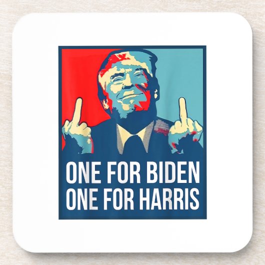 Donald Trump Middle Finger Biden Harris America Re Bier Onderzetter (Voorkant)