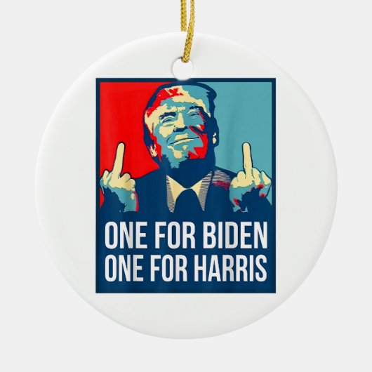 Donald Trump Middle Finger Biden Harris America Re Keramisch Ornament (Voorkant)