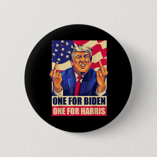 Donald Trump Middle Finger Biden Harris America Re Ronde Button 5,7 Cm