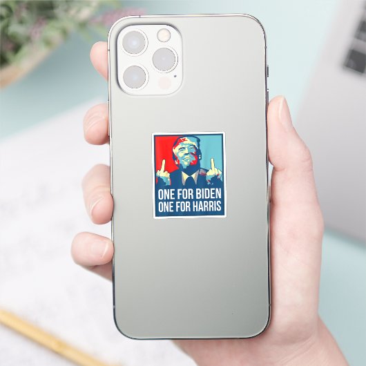 Donald Trump Middle Finger Biden Harris America Re Sticker (Telefoon)