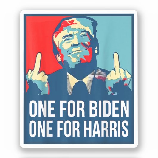 Donald Trump Middle Finger Biden Harris America Re Sticker (Voorkant)