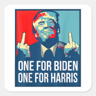Donald Trump Middle Finger Biden Harris America Re Vierkante Sticker
