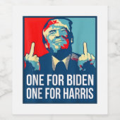 Donald Trump Middle Finger Biden Harris America Re Wijn Etiket (Enkel label)