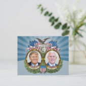 Donald Trump & Mike Pence Jugate Photo Blue Design Briefkaart (Staand voorkant)