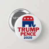 Donald Trump & Mike Pence Republican Elephant 2020 Ronde Button 5,7 Cm (Voorkant /achterkant)