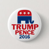 Donald Trump & Mike Pence Republican Elephant Ronde Button 5,7 Cm (Voorkant)