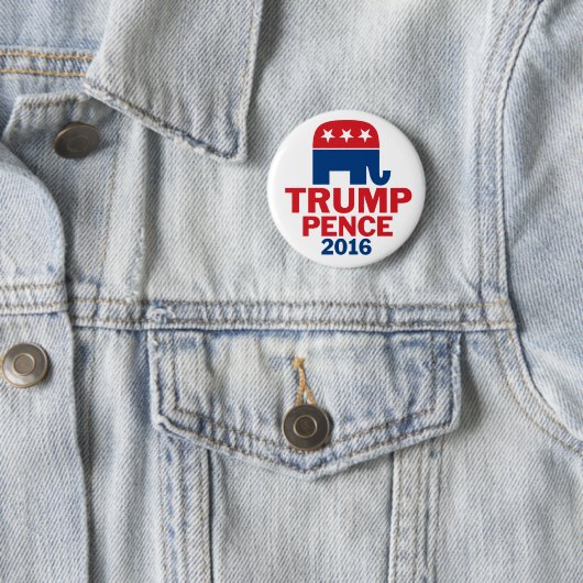 Donald Trump & Mike Pence Republican Elephant Ronde Button 5,7 Cm (In situ)