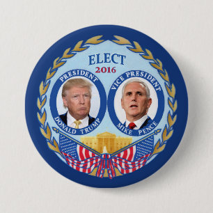 Donald Trump & Mike Pence Ronde Button 7,6 Cm