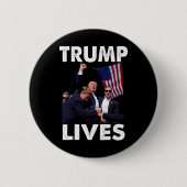 Donald Trump Mok neergeschoten - Nooit overgeven Ronde Button 5,7 Cm (Voorkant)
