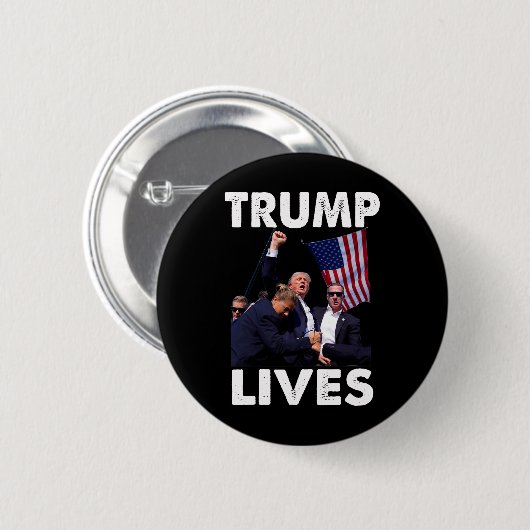 Donald Trump Mok neergeschoten - Nooit overgeven Ronde Button 5,7 Cm (Voorkant /achterkant)