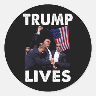 Donald Trump Mok neergeschoten - Nooit overgeven Ronde Sticker