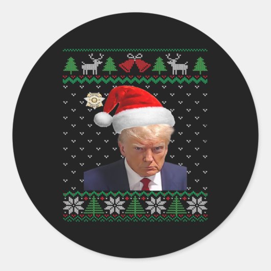Donald Trump-Mok schoot Lelijke Kerstmis Ronde Sticker (Voorkant)