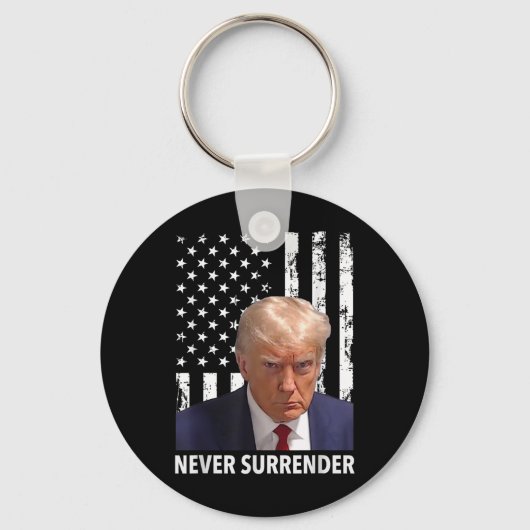 Donald Trump Mok Shot - Never Surrender American F Sleutelhanger (Voorkant)