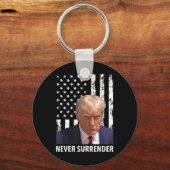 Donald Trump Mok Shot - Never Surrender American F Sleutelhanger (Voorkant)