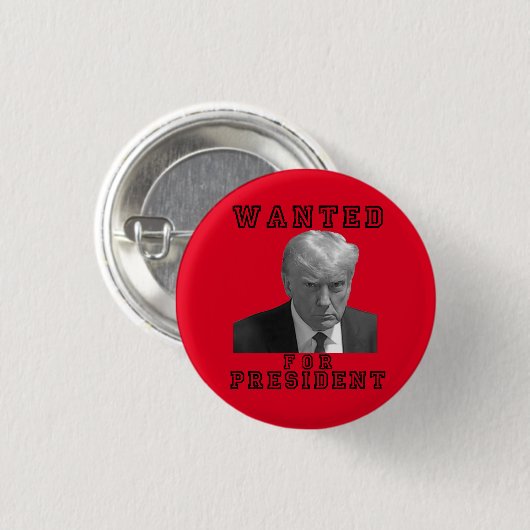 Donald Trump Mugshot gezocht voor President 2024 Ronde Button 3,2 Cm (Voorkant /achterkant)