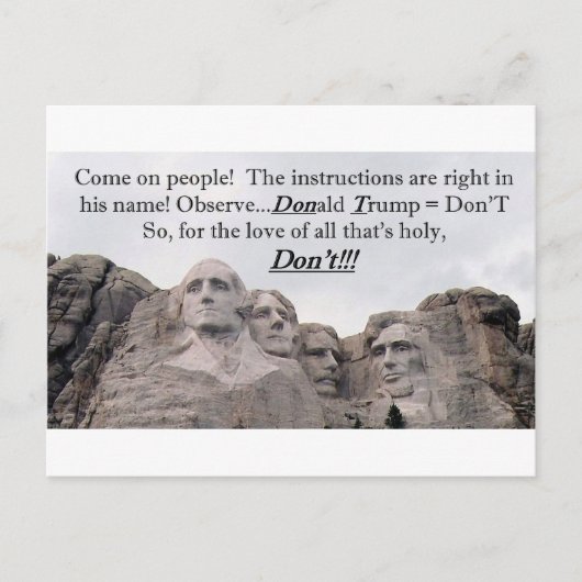 Donald Trump = Niet doen Briefkaart (Voorkant)